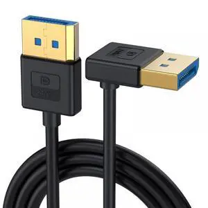 Vszerda Ultrafine Down Angled DisplayPort 1.4 DP to DP Cable, 100cm, 8K 60Hz, 4K 144Hz, Black, Male-to-Male, Desktop Laptop Monitor