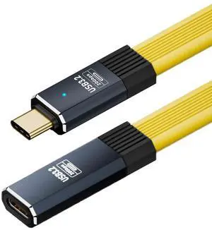 Vszerda USB4 Male to Female Extension Cable 20Gbps Flat Slim FPC Cable with 100W and 8K 5K USB4.0 Type-C Compatible with Thunderbolt3/4 (50cm)
