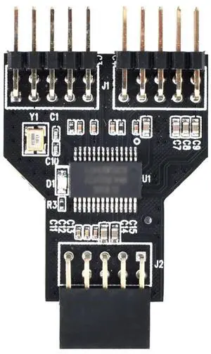 Vszerda USB2.0 Motherboard Cable 9pin USB 2.0 Header 1 to 2 Female 10pin Extension Splitter Adapter HUB Connector Adapter Port Multilier