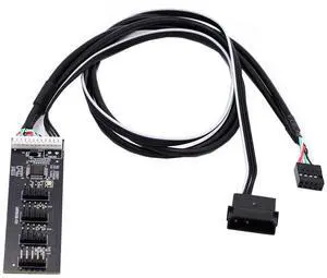 Vszerda USB2.0 Motherboard Cable 9pin 10pin USB 2.0 Header 1 to 4 Female with IDE Power Extension Splitter Cable HUB Connector Adapter Port Multilier
