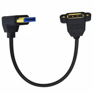 Vszerda Cable 8K DisplayPort Display Port Male to Female Extension Cable 90 Degree Angled Up