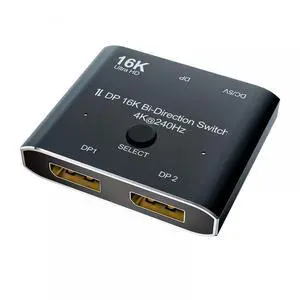 Vszerda HUB DP DisplayPort 2.0 Bi-Direction 2x1 Switch Splitter Selector Hub Support HDCP SST Extended 16K@60hz 4K@240hz Convertor
