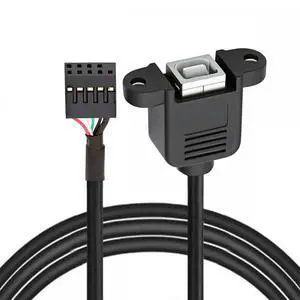 Vszerda Cable USB 2.0 Motherboard 9pin 10pin Header to Standard Type-B Female Extension Cable with Nuts for Panel Mount Vszerda Cable USB 2.0 Motherboard 9pin 10pin Header to Standard Type-B Female Extension Cable with Nuts for Panel Mount