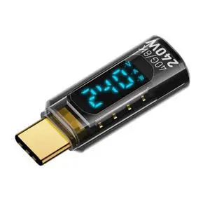 Vszerda Adapter 240W Type-C Smart LED Display USB4 Male to Female Extension Adapter USB4.0 40Gbps Current Voltage Monitoring Tester Detector
