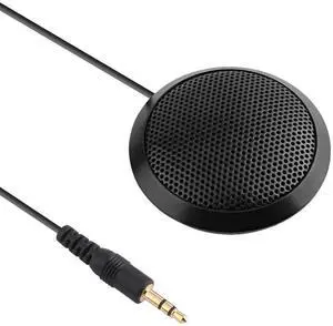 Vszerda Conference Microphone 3.5mm Desktop Computer Mic for Computer Desktop and Laptop 360° Omnidirectional Condenser Mic for Online Meeting/Class, Skype, Recording, Chatting, Gaming