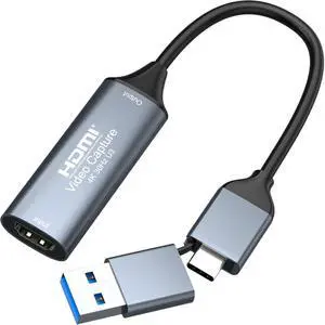 Vszerda 4K HDMI to USB 3.0 Type C Video Capture Card 1080P 60FPS Cam Link Capture Adapter Screen Record Device for Streaming, Gaming, Video Conference, Teaching, Live Broadcasting