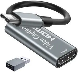 Vszerda Video Capture Card, Video Recording Card Wonderful 4K HDMI to 1080P USB C for Gaming Streaming TV Recorder, for Windows Mac OS System with USB C Adapter to Adjust PS4, Switch, Xbox1