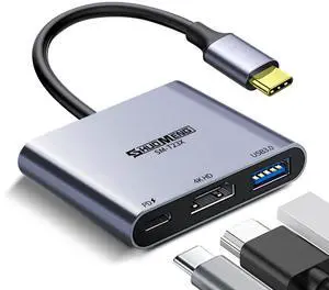 Vszerda USB C to HDMI Adapter (4K@60Hz) 3-in-1 Multiport AV Converter with PD100W, USB 3.0 and HDMI Ports Compatible with MacBook Pro/Air, Switch, steam Deck, rog Ally iPhone, iPad Pro, Galaxy, etc.