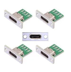 Vszerda Connector 5pcs/Set DIY OEM Type C Female Socket Connector Panel Mount Type with PC Board 24pin USB 2.0 Pinout