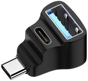 Vszerda Adapter 10Gbps USB3.0 Type C Male to Dual Type-A OTG & Type-C Female Power Data Splitter Adapter Angled Compatible with Steam Deck Laptop