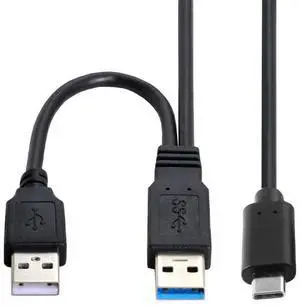 Vszerda Type-C USB 3.0 Power Y Cable, Dual USB3.0 Data & USB2.0 Power A Male to USB-C USB 3.0 Cable with Extra Power for SSD HDD Vszerda Type-C USB 3.0 Power Y Cable, Dual USB3.0 Data & USB2.0 Power A Male to USB-C USB 3.0 Cable with Extra Power for SSD HDD