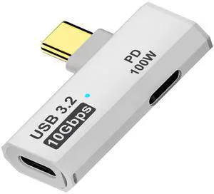 Vszerda Dual USB C Headphone Adapter with 100W Charging Port, 2-in-1 USB Type C Splitter Dongle for Rog Ally, Steam Deck, Quest 2, iPhone 15 Series, iPad, MacBook and More Type C Device (White)