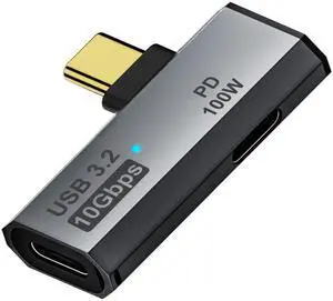 Vszerda USB C Splitter (No Support Any Video Transfer), 2-in-1 Dual USB C Headphone Adapter Dongle with 100W Charging Port for Rog Ally, Steam Deck, iPhone 15/16, iPad (Grey)