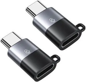 Vszerda 2 Pack USB C to Lavalier Microphone Adapter, Type C Male Converter for iPhone Wireless Lavalier Microphone, iPhone 16/15 Series, iPad Air/Pro, Not for Headphone and Data (Black+Grey)