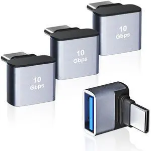 Vszerda 4 Pack USB C to USB 3.1 Adapter, 90 Degree Up and Down Right Angle USB Type C Male to USB Female Converter Connector for MacBook Pro Air iPad, Tablet, Phone and Other Type C Devices