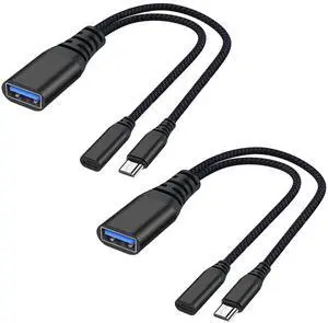Vszerda 2 Pack OTG Cable Adapter for Fire TV Stick 4K, Powered Micro USB to USB OTG Cable for Android Phone Tablet and More Host Devices with Micro USB (Black)