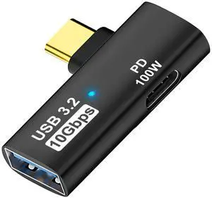 Vszerda 2-in-1 USB C to USB 3.2 Adapter with 100W Charging Port, Thunderbolt 4/3 OTG Converter for Rog Ally, Steam Deck, Quest 2, iPhone 15 Series, iPad, MacBook and More Type C Device - Black