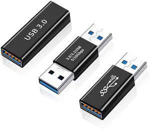 Vszerda 3 Pack USB 3.0 Adapter, USB-A Male to Female, Male to Male and Female to Female Extension Coupler Converter Extender Connector