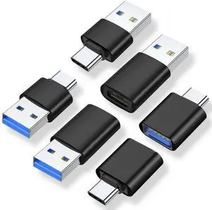 Vszerda USB C Adapter (6 Pack) - Type-C to USB 3.0 Female Converter Connector (Black)