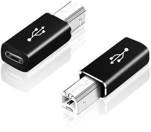 Vszerda 2 Pack USB B to USB C Adapter, Type C Female to MIDI Converter Compatible with Printer, Electric Piano, Laptops and More Type-C Devices