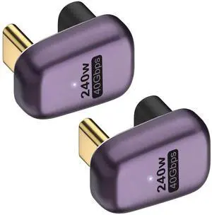 Vszerda 240W USB C 180 Degree Adapter (2 Pack), U Shape Type C Male to Female 40Gbps Connector for Thunderbolt, Switch, MacBook, Laptop, Tablet, Phone