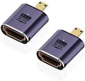 Vszerda 8K Micro HDMI to HDMI Adapter (2 Pack), Micro HDMI Male to HDMI Female Cable Converter Connector for Sony A6000, Raspberry Pi 4, GoPro Hero 7 and Other Sport Camera