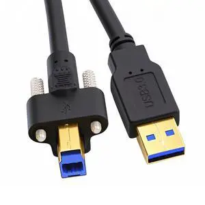 Vszerda Cable USB 3.0 Type-A Male to Type-B Thumbscrew Standard Male Mount Panel Type for Industrial Camera Robot Scanner Disk 200cm