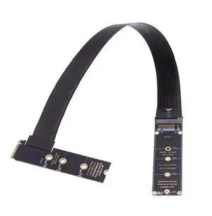 Vszerda Adapter NGFF M-Key NVME Male to Female Extension PCI Express Cable 30cm Right Angled Type 90 Degree PCI-E 4.0 for Mainboard SSD 2230/2242/2260/2280