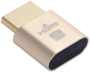 Vszerda Adapter Virtual Display Adapter 4K HDMI 1.4 DDC EDID Dummy Plug Headless Ghost Display Emulator HDTV Gold Color 4K@60Hz
