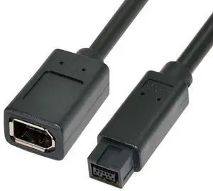 Vszerda IEEE 1394 6Pin Female to 1394B 9Pin Male Extension Data Video Capture Card Firewire 400 to 800 Cable 20cm