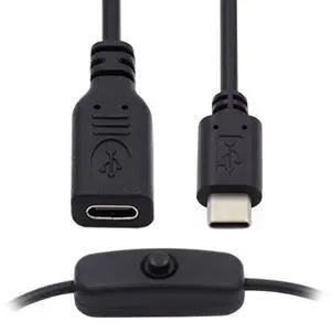 Vszerda Cable USB-C with On Off Power Switch Button USB Type C Male to Female for Laptop Keyboard Raspberry Pi 4B