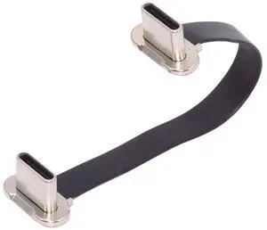 Vszerda Cable Angled USB-C Type C to USB-C Ultra Slim Flat Power USB2.0 Data Cable 65W Fast Charge for Laptop Tablet Phone 7cm