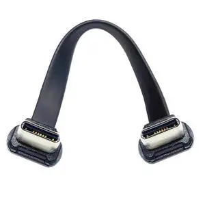 Vszerda Cable USB-C Type C to USB-C Ultra Slim Flat Power USB2.0 Data Cable Angled Connector 65W Fast Charge for Laptop Tablet Phone Black