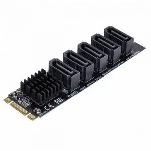 Vszerda Adapter NGFF Key B+M to SATA 3.0 6Gbps 5 Ports Adapter Converter PM Multi Port Select JMB575 2280