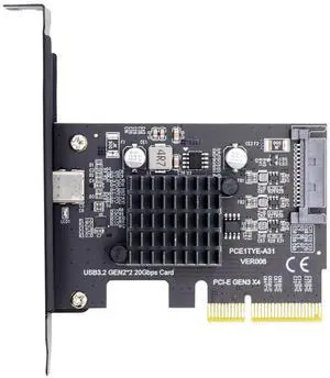 Vszerda Card USB 3.2 Gen2 Type-C 20Gbps USB-C to PCI-E 4X Express Adapter for Desktop Motherboard