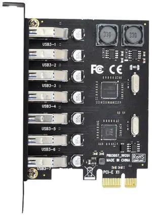 Vszerda Card 7 Ports PCI-E to USB 3.0 HUB PCI Express Expansion Adapter 5Gbps for Motherboard