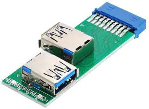 Vszerda Dual Side USB 3.0 A Type Female to Motherboard 20Pin 19 Pin Box Header Slot Adapter PCBA with LED