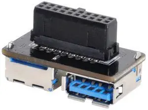Vszerda Dual USB 3.0 A Type Female to Motherboard 20/19 Pin Box Header Slot Adapter PCBA Flat Type