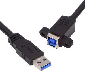 Vszerda Cord USB 3.0 Type-B Female to USB3.0 Type-A Male Cable Extension 5Gbps for Disk SSD Camera Data 30cm