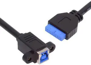 Vszerda Cord USB 3.0 Type-B Female to USB3.0 20Pin IDC Header Male Cable Extension 5Gbps for Disk SSD Camera Data 30cm