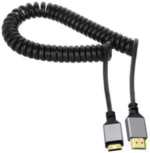 Vszerda Mini HDMI 2.0 Male to HDMI Male 4K 60hz Stretch Coiled Cable Straight Connector for HDTV Computer Laptop Monitor