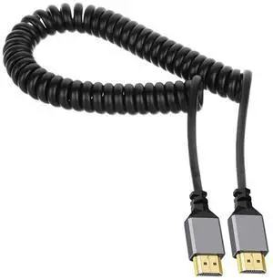 Vszerda HDMI 2.0 Male to HDMI Male 4K 60hz Stretch Coiled Cable Straight Connector for HDTV Computer Laptop Monitor