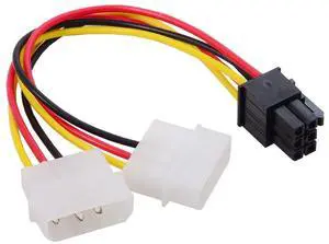 Vszerda Dual 4Pin to PCIE 6Pin Power Supply Adapter Converter Cable for EPS 12V Graphics Card
