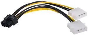 Vszerda DC 12V Cable Dual 4Pin to PCIE 8P 6+2Pin Power Supply Adapter Converter Cable for EPS 12V Graphics Card 15cm