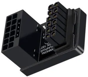 Vszerda Adapter 12VHPWR ATX3.0 PCI-E 5.0 Power Modular Adapter 12+4Pin to 12+4 16Pin Down Angled 360 Degree Opposite U Shape Back Angled for 4080 5090TI 16Pin 12+4P Graphics Card