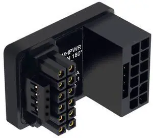 Vszerda Adapter 12VHPWR ATX3.0 PCI-E 5.0 Power Modular Adapter 12+4Pin to 12+4 16Pin Up Angled 360 Degree Opposite U Shape Back Angled for 4080 5090TI 16Pin 12+4P Graphics Card