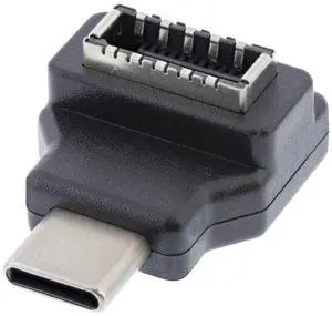Vszerda Adapter Type-C USB-C Male to Type-E USB 3.1 Front Panel Header Female Motherboard Extension Data Adapter 90 Degree Angled