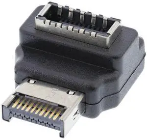 Vszerda Adapter 20pin Type-E Male to Type-E USB 3.1 Front Panel Header Female Motherboard Extension Data Adapter 90 Degree Angled