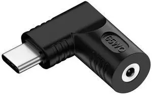 Vszerda Adapter DC 20V Jack 2.5x0.7mm Input to USB-C Type-C Output 90 Degree Right Angled Power Plug Charge Adapter 65W