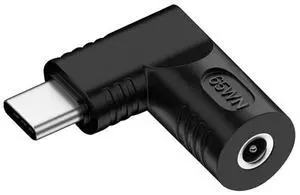 Vszerda Adapter DC 20V Jack 3.5x1.3mm Input to USB-C Type-C Output 90 Degree Right Angled Power Plug Charge Adapter 65W